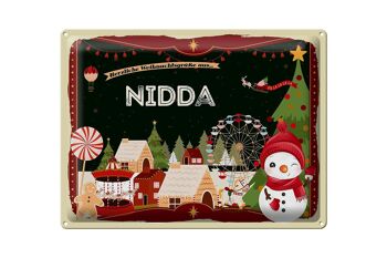 Plaque en étain Salutations de Noël Cadeau NIDDA FEST 40x30cm 1