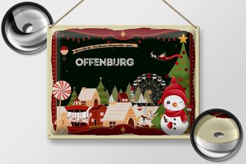 Plaque en tôle Salutations de Noël OFFENBURG cadeau 40x30cm 2