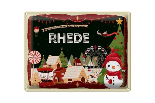 Blechschild Weihnachten Grüße RHEDE Geschenk FEST 40x30cm