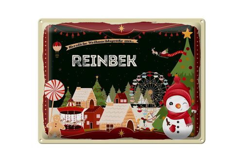 Blechschild Weihnachten Grüße aus REINBEK Geschenk 40x30cm