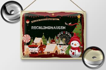 Plaque en tôle Salutations de Noël de RECKLINGHAUSEN cadeau 40x30cm 2