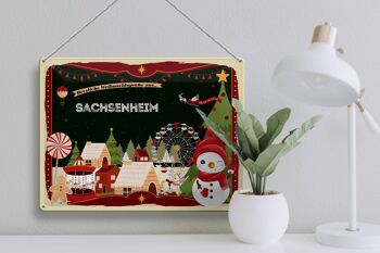 Plaque en tôle Vœux de Noël SACHSENHEIM cadeau 40x30cm 3