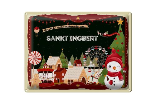 Blechschild Weihnachten Grüße aus SANKT INGBERT Geschenk 40x30cm