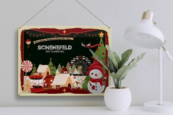 Plaque en tôle Salutations de Noël de SCHENEFELD PRÈS DE HAMBOURG 40x30cm 3