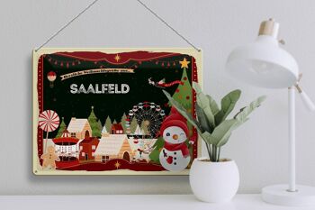 Plaque en tôle Salutations de Noël SAALFELD cadeau 40x30cm 3
