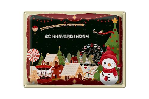 Blechschild Weihnachten Grüße aus SCHNEVERDINGEN Geschenk 40x30cm