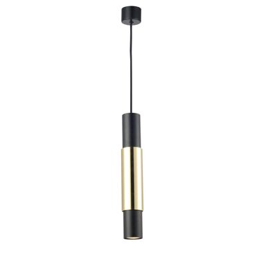 s.LUCE pro hanging lamp Crutch black with cylinder in gold colors