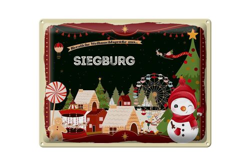 Blechschild Weihnachten Grüße SIEGBURG Geschenk 40x30cm