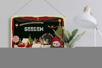 Plaque en tôle Salutations de Noël du cadeau SEESEN 40x30cm 3