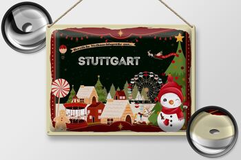 Plaque en tôle Vœux de Noël STUTTGART cadeau 40x30cm 2