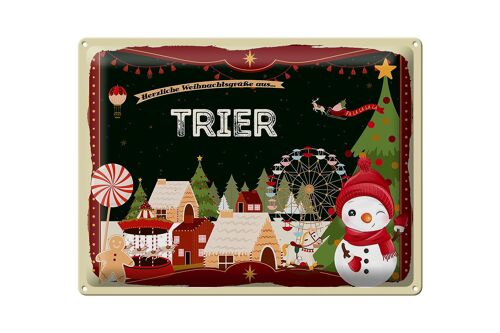 Blechschild Weihnachten Grüße aus TRIER Geschenk 40x30cm