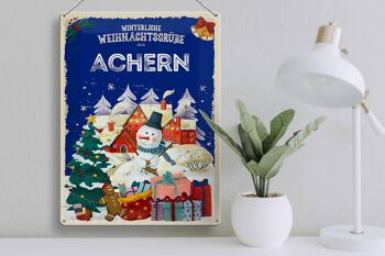 Plaque en tôle Salutations de Noël ACHERN cadeau fête 30x40cm 3