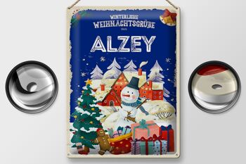 Plaque en étain "Vœux de Noël d'ALZEY", cadeau 30x40cm 2