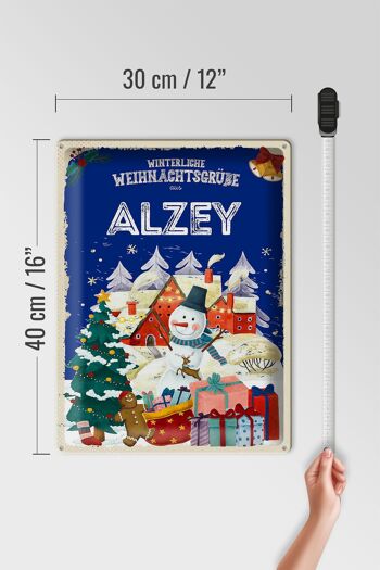 Plaque en étain "Vœux de Noël d'ALZEY", cadeau 30x40cm 4
