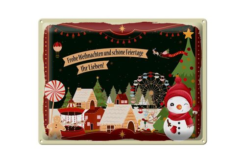 Blechschild Spruch Frohe Weihnachten ihr Lieben Geschenk 40x30cm