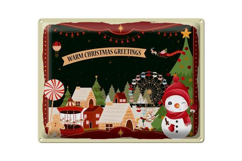 Blechschild Weihnachten WARM CHRISTMAS GREETINGS 40x30cm