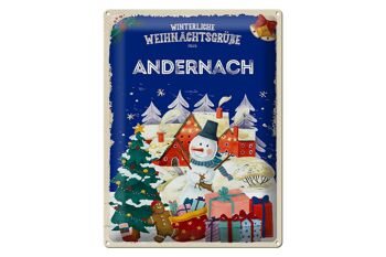 Plaque en tôle Salutations de Noël ANDERNACH cadeau 30x40cm 1