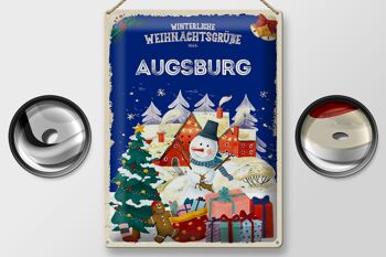 Plaque en tôle Salutations de Noël AUGSBOURG cadeau 30x40cm 2