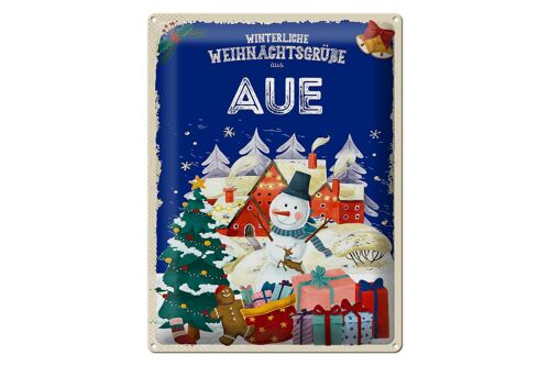 Blechschild Weihnachtsgrüße AUERBACH Geschenk 30x40cm