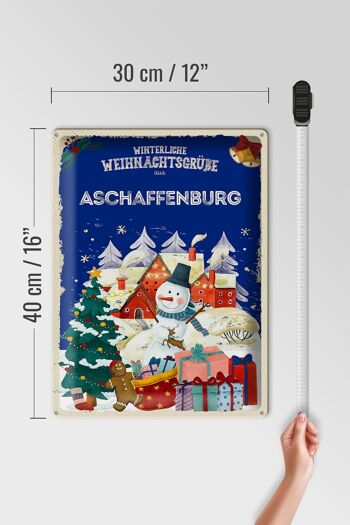 Plaque en tôle Salutations de Noël ASCHAFFENBURG cadeau 30x40cm 4