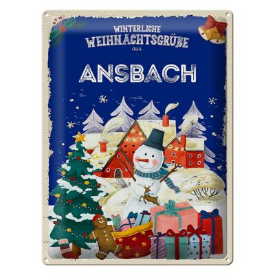 Tin sign Christmas greetings from ANSBACH gift 30x40cm