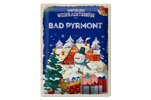 Blechschild Weihnachtsgrüße aus BAD PYRMONT Geschenk 30x40cm