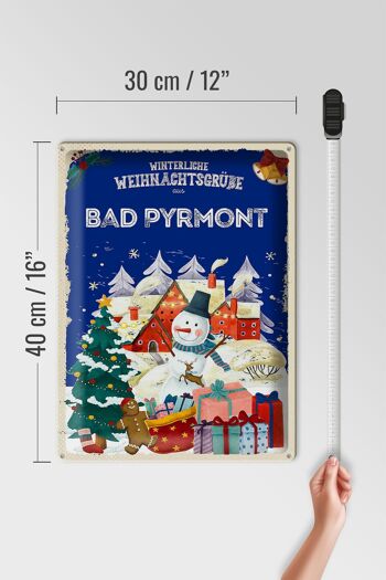 Plaque en tôle "Vœux de Noël de BAD PYRMONT" cadeau 30x40cm 4