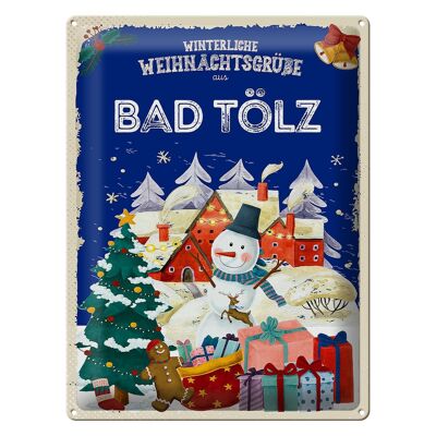 Plaque en étain Vœux de Noël BAD TÖLZ cadeau 30x40cm