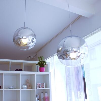 s.LUCE pro Fairy mirror ball with 5m cable gallery lamp Ø 40cm chrome