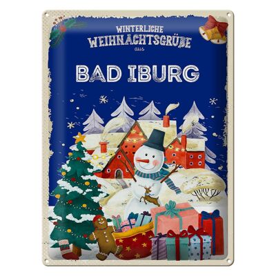 Cartel de chapa Saludos navideños BAD IBURG regalo 30x40cm