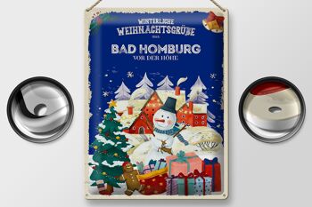 Plaque en tôle Salutations de Noël de BAD-HOMBURG cadeau 30x40cm 2