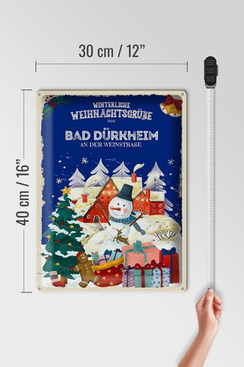 Plaque en tôle Salutations de Noël de BAD DÜRKHEIM cadeau 30x40cm 4