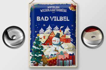 Plaque en tôle Vœux de Noël BAD VILBEL cadeau 30x40cm 2