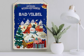 Plaque en tôle Vœux de Noël BAD VILBEL cadeau 30x40cm 3