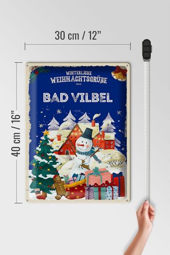 Plaque en tôle Vœux de Noël BAD VILBEL cadeau 30x40cm 4
