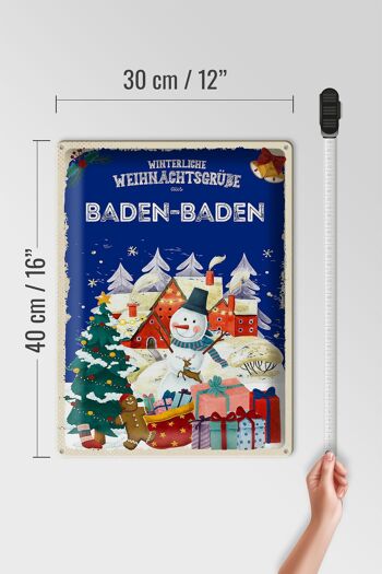 Plaque en tôle Salutations de Noël de BADEN-BADEN cadeau 30x40cm 4