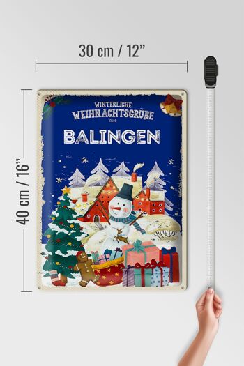 Plaque en tôle Salutations de Noël BALINGEN cadeau 30x40cm 4