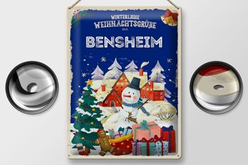 Plaque en tôle Vœux de Noël Cadeau BENSHEIM 30x40cm 2