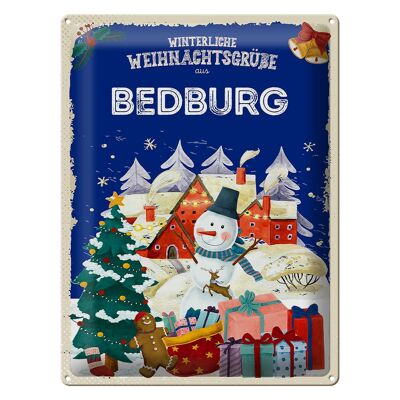 Cartel de chapa Saludos navideños de BEDBURG regalo 30x40cm