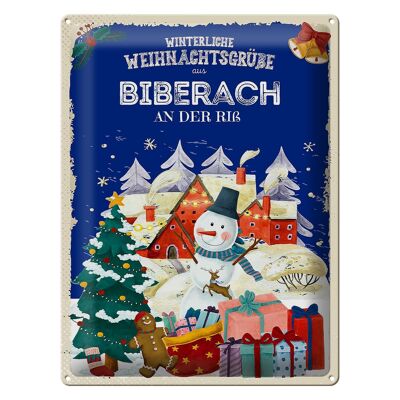 Targa in metallo auguri di Natale di BIBERACH an der Riß regalo 30x40 cm