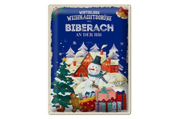 Plaque en tôle Salutations de Noël de BIBERACH an der Riß, cadeau 30x40cm 1