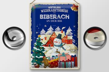 Plaque en tôle Salutations de Noël de BIBERACH an der Riß, cadeau 30x40cm 2