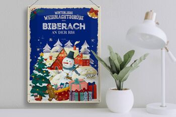 Plaque en tôle Salutations de Noël de BIBERACH an der Riß, cadeau 30x40cm 3