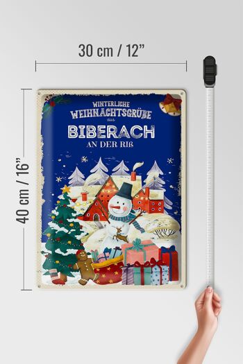 Plaque en tôle Salutations de Noël de BIBERACH an der Riß, cadeau 30x40cm 4