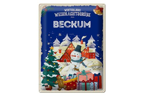 Blechschild Weihnachtsgrüße aus BECKUM Geschenk 30x40cm