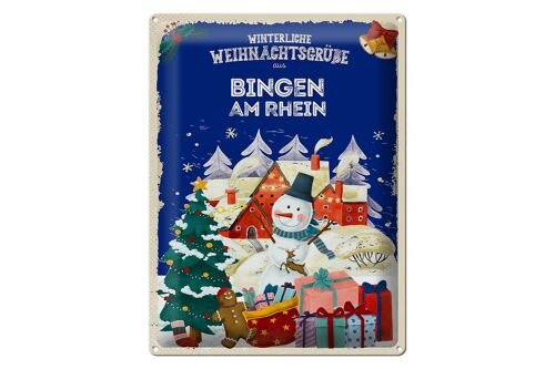 Blechschild Weihnachtsgrüße BINGEN AM RHEIN Geschenk 30x40cm