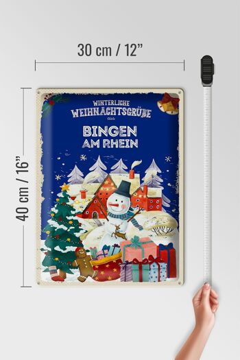 Plaque en tôle Salutations de Noël BINGEN AM RHEIN cadeau 30x40cm 4