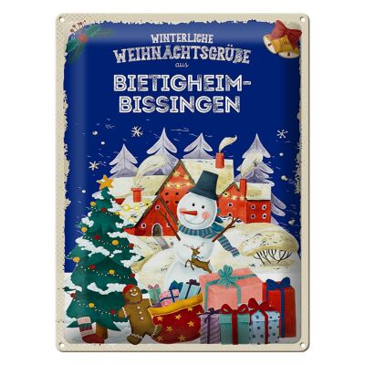 Cartel de chapa Saludos navideños BIETIGHEIM-BISSINGEN regalo 30x40cm