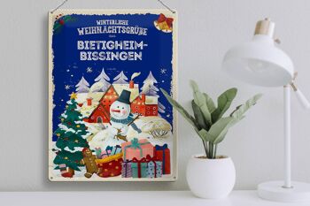 Plaque en tôle Vœux de Noël BIETIGHEIM-BISSINGEN cadeau 30x40cm 3