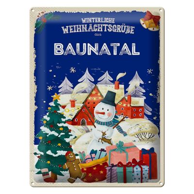 Cartel de chapa Saludos navideños regalo BAUNATAL 30x40cm